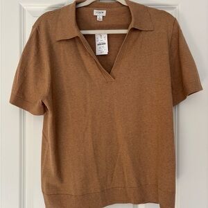 J. Crew Women's Brown Short Sleeve Polo Top